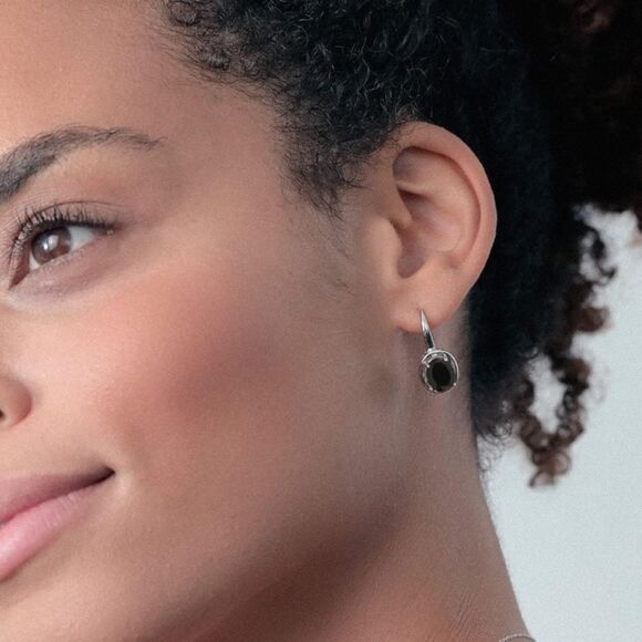 925 Sterling Silver with 4.00 Cttw Black Onyx Oval Leverback Drop Earrings - Picture 3 of 5